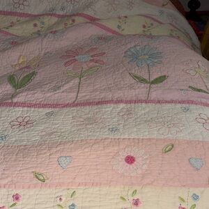 Pottery Barn Pink and Cream Floral Quilt